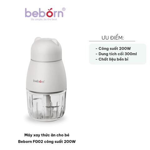 Máy Xay Thức Ăn Cho Bé Beborn FG02 - 200W, Lưỡi Dao Inox 6 Cách, Cốc Thủy Tinh 300ml, An Toàn, Dễ Dùng, Giúp Làm Súp, Sinh Tố Cho Bé