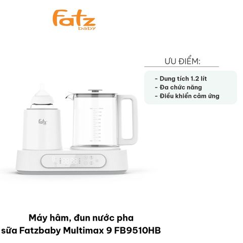 Máy hâm, đun nước pha sữa Fatzbaby Multimax 9 FB9510HB - Công nghệ lắc sữa 360 độ, thiết kế nhỏ gọn, dung tích 1.2L, 5 mức cài đặt thời gian