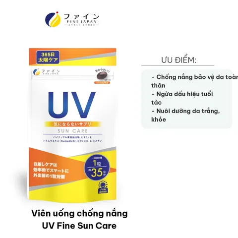 Viên Uống Chống Nắng UV Fine Sun Care - Chiết Xuất Quả Dứa, Vitamin C, E, Bảo Vệ Da Khỏi Tia UV, Dạng Viên Tiện Lợi, 35 Viên