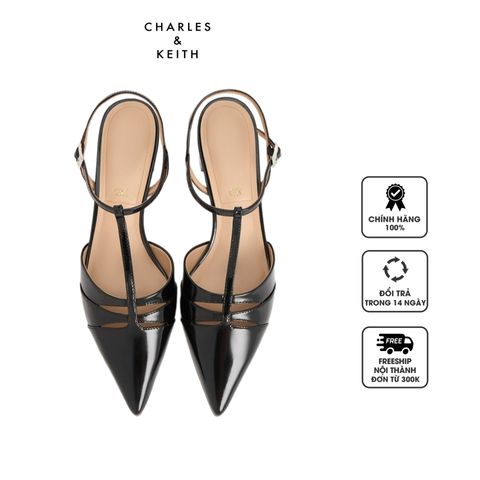 Giày cao gót Charles & Keith Leather T-Bar Block-Heel Pumps SL1-61900035
