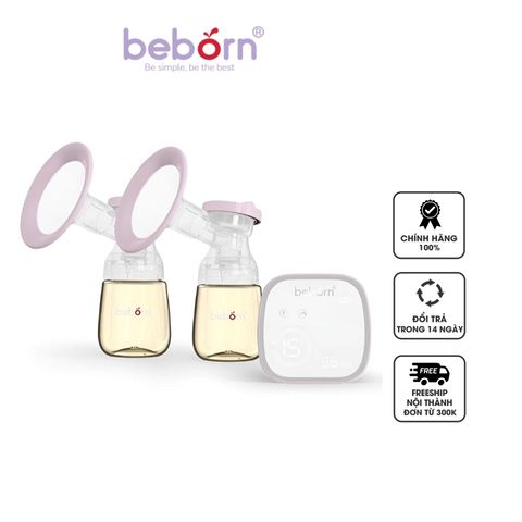 Máy Hút Sữa Điện Đôi Beborn BP02#ED, 3 Chế Độ Hoạt Động, Dung Lượng Pin 2500mAh, Phễu Silicon & Polypropylen, Thiết Kế Thông Minh