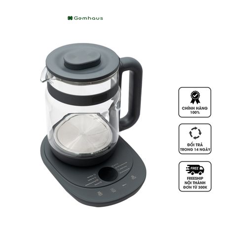 Ấm Pha Trà Chưng Yến Đa Năng Gemhaus HP110 - Thủy Tinh Borosilicate, Dung Tích 1.5L, 8 Chế Độ Nấu, Giữ Nhiệt Tối Ưu