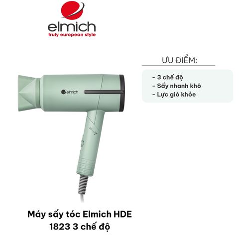 Máy sấy tóc Elmich HDE 1823 - 3 chế độ, công suất 1500-1800W, thiết kế gập gọn, sấy nhanh và hiệu quả cho gia đình
