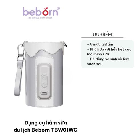 Dụng cụ hâm sữa du lịch Beborn TBW01WG - Thiết kế tiện lợi với 5 mức nhiệt, lý tưởng cho mẹ khi chăm sóc bé mọi lúc mọi nơi.