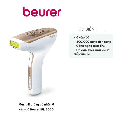 Máy triệt lông cá nhân Beurer IPL 8500 - 6 cấp độ, công nghệ IPL hiện đại, 300.000 xung, hiệu quả triệt lông và trẻ hóa da