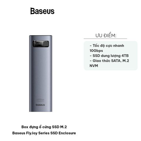 Hộp đựng ổ cứng SSD M.2 Baseus FlyJoy 4TB Type C 3.2 Gen2, Vỏ nhôm bền bỉ, Tản nhiệt tốt, Phù hợp với Windows, Mac, Linux