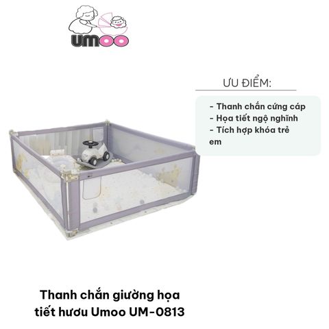 Thanh chắn giường họa tiết hươu Umoo UM-0813 - Thiết kế dễ dàng lắp đặt, an toàn cho trẻ em, chất liệu cao cấp và ngộ nghĩnh.