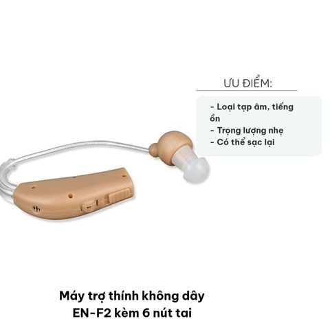 Máy trợ thính không dây EN-F2 - Thiết kế nhẹ, 6 nút tai silicon, pin sạc lâu dài, công nghệ khuếch đại âm thanh vượt trội