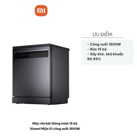 Máy rửa bát thông minh Xiaomi Mijia S1 - Dung tích 15 bộ, Công suất 1800W, Sấy nhanh, Khử trùng UV, Tiết kiệm năng lượng