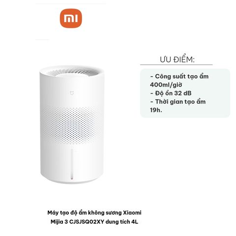 Máy Tạo Độ Ẩm Không Sương Xiaomi Mijia 3 CJSJSQ02XY 4L - Thiết Bị Quản Lý Độ Ẩm Thông Minh, Ổn Định Chất Lượng Không Khí