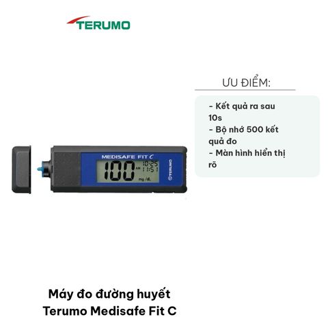 Máy Đo Đường Huyết Terumo Medisafe Fit C - Thiết Kế Nhỏ Gọn, Đo Nhanh Chóng Chỉ Sau 10 Giây, Lưu 500 Kết Quả