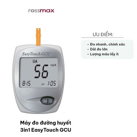 Máy Đo Đường Huyết 3in1 EasyTouch GCU - Kiểm Tra Đường Huyết, Mỡ Máu, và Axit Uric - Màn Hình Lớn, Chính Xác và Dễ Sử Dụng