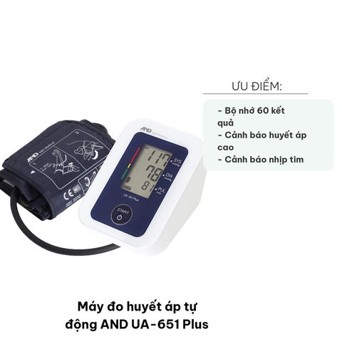 Máy Đo Huyết Áp Bắp Tay Tự Động AND UA-651 Plus - Công Nghệ AFIB Cảnh Báo Đột Quỵ, Màn Hình LCD Hiển Thị 3 Chỉ Số Dễ Dùng