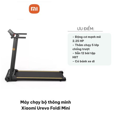 Máy Chạy Bộ Thông Minh Xiaomi Urevo Foldi Mini - Gấp Gọn Tiện Lợi, Tốc Độ 0.5-12 km/h, Chịu Tải 220lbs, Thảm Chạy Chống Trượt 5 Lớp