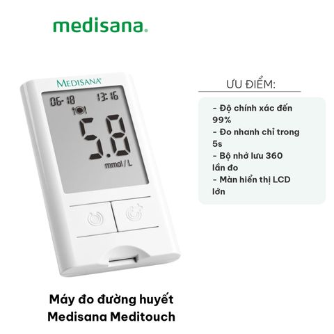Máy Đo Đường Huyết Medisana Meditouch - Đo Nhanh, Chính Xác 99% Với Lượng Máu Nhỏ, Ghi Nhớ 360 Kết Quả - Thiết Bị Y Tế Tiện Lợi Tại Nhà