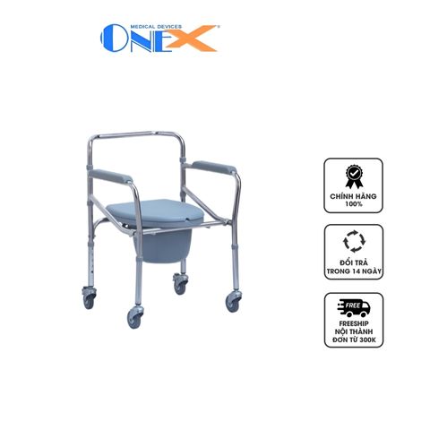 Ghế bô vệ sinh tích hợp bánh xe ONE-X 696 - Thiết kế gọn nhẹ, dễ di chuyển, chịu tải 100kg, tiện lợi cho mọi đối tượng sử dụng