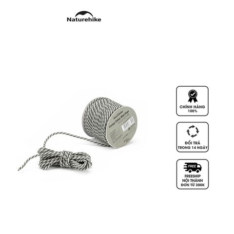 Dây buộc cọc lều Cotton Naturehike NH20PJ122 - Dây cố định lều bền chắc cho cắm trại, Dụng cụ du lịch ngoài trời, 30m, màu Xám Xanh/Nâu