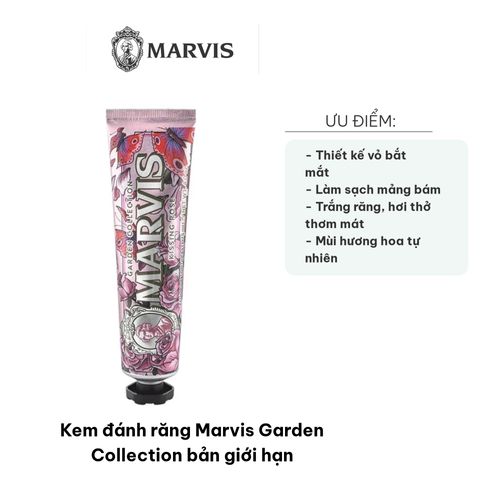 Kem Đánh Răng Marvis Garden Collection Bản Giới Hạn 2024 - Làm Trắng Răng, Hương Hoa Tự Nhiên, Hơi Thở Thơm Mát, 75ml