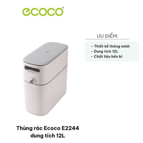 Thùng rác Ecoco E2244 12L - Thiết kế thông minh, nhấn mở tiện lợi cho nhà bếp, phòng tắm và văn phòng - Chất liệu nhựa ABS cao cấp