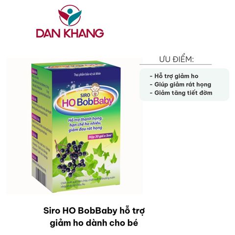 Siro HO BobBaby Giảm Ho Cho Bé - Hương Vị Ngọt, Thành Phần Thiên Nhiên, Hỗ Trợ Giảm Đau Họng, Dễ Uống - 30 Gói 5ml
