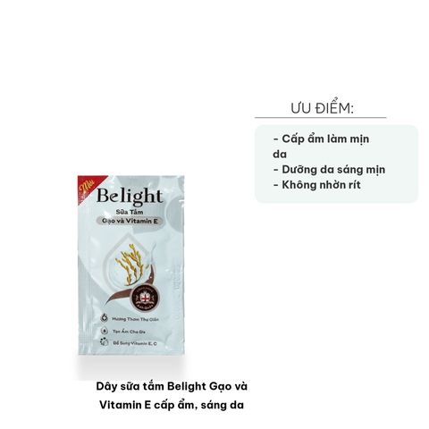 Dây Sữa Tắm Belight Gạo & Vitamin E - Dưỡng Ẩm, Làm Sáng Da, Hương Thơm Dịu Nhẹ, Chiết Xuất Thiên Nhiên, Dành Cho Mọi Loại Da