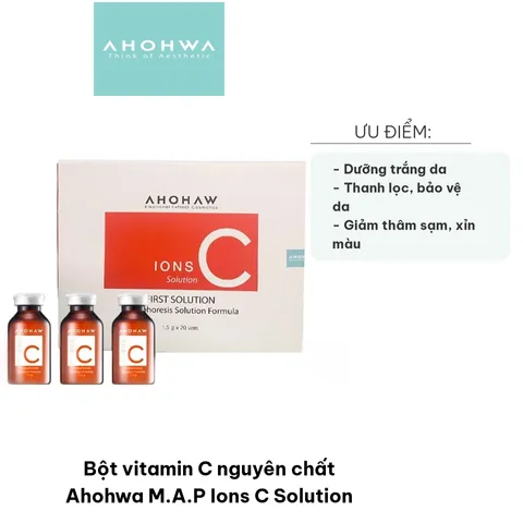 Bột Vitamin C Nguyên Chất Ahohwa M.A.P Ions C Solution - Chăm Sóc Da Trắng Sáng, Phục Hồi Sắc Da, Cải Thiện Nếp Nhăn, Hộp 20 Ống