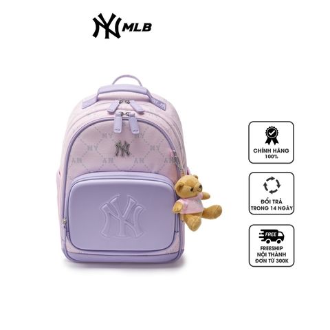 Balo trẻ em MLB Cute Bear Diamond Monogram - New York Yankees - Balo thời trang cho bé, chất liệu cotton, nhiều ngăn tiện lợi