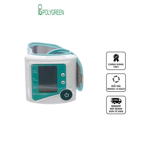 Máy Đo Huyết Áp Cổ Tay Điện Tử PolyGreen KP-6230 - Thiết Bị Đo Huyết Áp, Nhịp Tim Chính Xác, Dữ Liệu Lưu Trữ Tối Đa 50 Lần