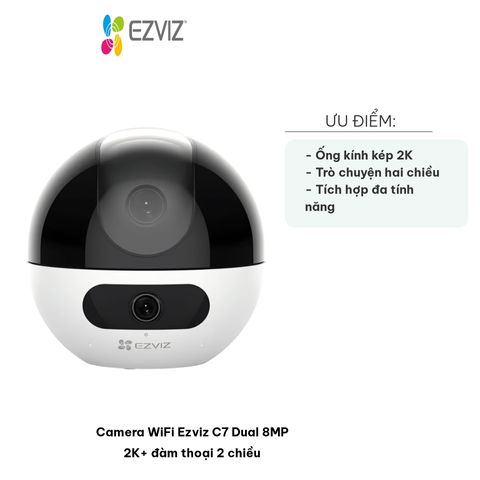 Camera WiFi Ezviz C7 Dual 8MP 2K+ Đàm Thoại 2 Chiều - Giải Pháp An Ninh Thông Minh, Quan Sát Từ Xa 10m