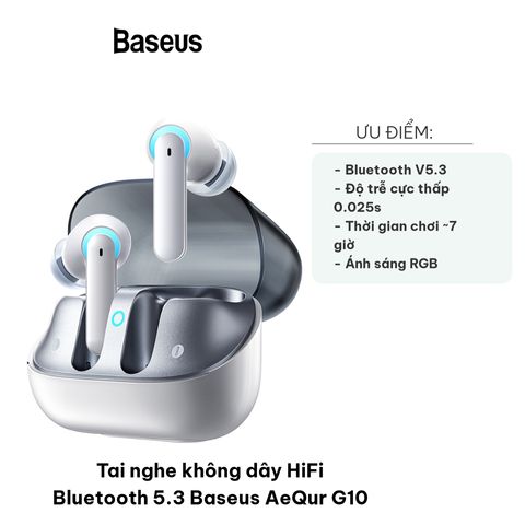Tai nghe không dây HiFi Bluetooth 5.3 Baseus AeQur G10 - Âm thanh 360° sống động, thời gian sử dụng lâu dài, trải nghiệm chơi game tuyệt vời