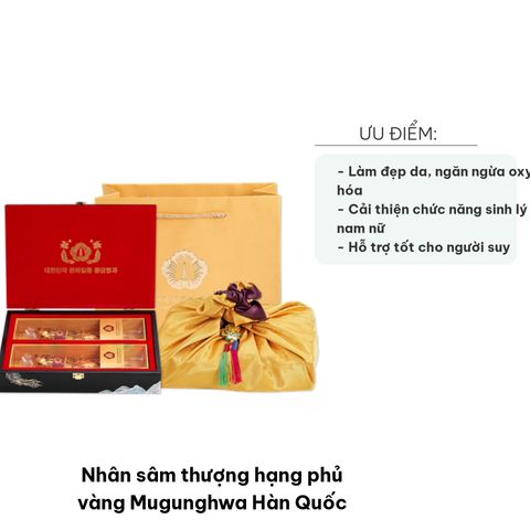 Nhân Sâm Thượng Hạng Phủ Vàng Mugunghwa Hàn Quốc - Tăng Cường Sức Khỏe, Chống Lão Hóa và Cải Thiện Chức Năng Sinh Lý 250g