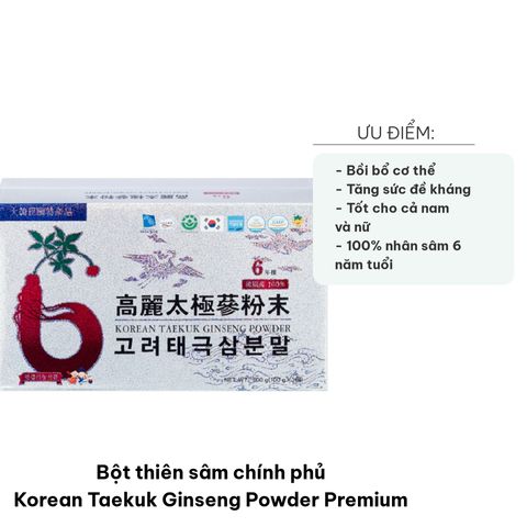 Bột Thiên Sâm Chính Phủ Korean Taekuk Ginseng Powder Premium 100g - Tăng Cường Sức Khỏe, Tăng Đề Kháng, 100% Hồng Sâm Nguyên Chất