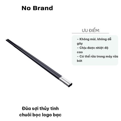 Hộp 10 Đôi Đũa Sợi Thủy Tinh Bọc Logo Bạc - Đũa Chống Trơn, Không Mùi, Chịu Nhiệt 220 Độ C, Dụng Cụ Nhà Bếp Cao Cấp
