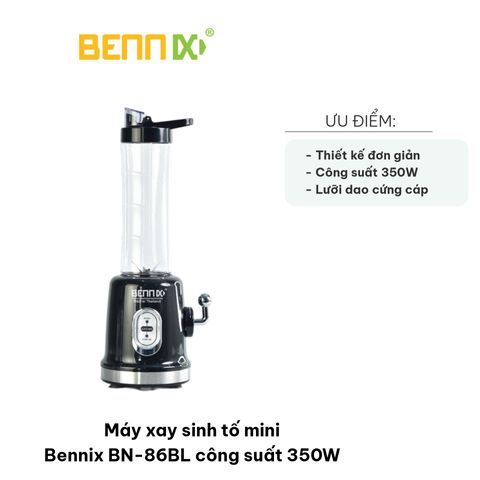 Máy Xay Sinh Tố Mini Bennix BN-86BL 350W - Lưỡi Dao Thép Không Gỉ, Xay Nhuyễn Hoa Quả & Rau Củ, Dung Tích 500ml và 600ml