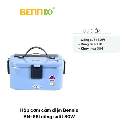 Hộp cơm cắm điện Bennix BN-88I - Công suất 80W, giữ nhiệt hiệu quả cho sinh viên, dân văn phòng - Thiết kế hiện đại, tiện lợi.