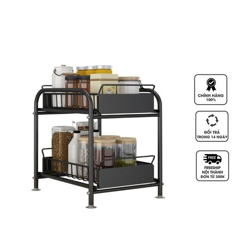 Kệ Ngăn Kéo Trượt 2 Tầng Đa Năng Để Bàn Nhà Bếp Nhật Bản - Thiết Kế Hiện Đại Cho Không Gian Gọn Gàng, Chịu Lực Tốt