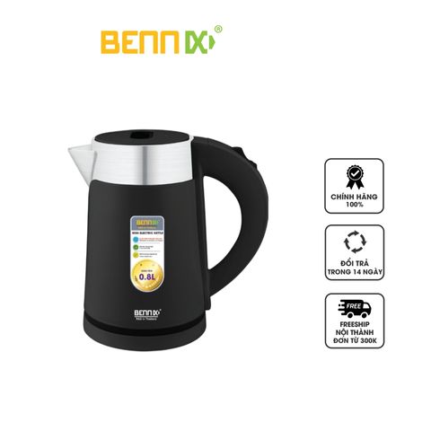 Ấm siêu tốc mini 2 lớp Bennix BN-008EK 0.8L - Thiết kế sang trọng, đun nước nhanh chóng, an toàn cho gia đình nhỏ và văn phòng