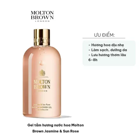 Gel Tắm Hương Nước Hoa Molton Brown Jasmine & Sun Rose 300ml - Sữa Tắm Cao Cấp Giàu Dưỡng Ẩm, Làm Sạch Da Mịn Màng