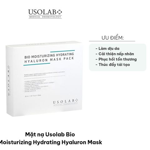 Mặt Nạ Usolab Bio Cấp Nước & Dưỡng Ẩm Hyaluron - Hộp 10 Miếng Cho Da Tươi Trẻ, Căng Bóng, Phục Hồi Nếp Nhăn