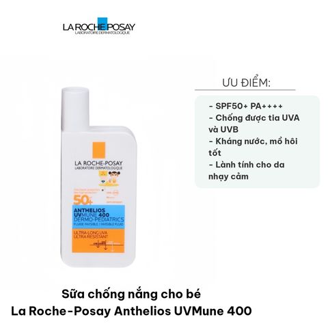 Sữa Chống Nắng Cho Bé La Roche-Posay Anthelios UVMune 400, SPF50+ PA++++, Bảo Vệ Da Nhạy Cảm, Kháng Nước, 50ml