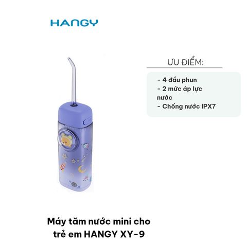 Máy Tăm Nước Mini Cho Trẻ Em HANGY XY-9 - Thiết Kế Đầu Xịt Nhỏ, 4 Đầu Phun, Dung Tích 130ml, 2 Chế Độ Vệ Sinh Răng Miệng
