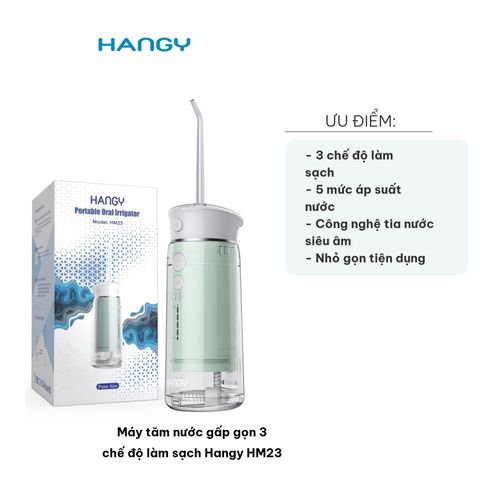Máy tăm nước gấp gọn 3 chế độ làm sạch Hangy HM23 - Công nghệ tia nước siêu âm, áp suất 120PSI, chăm sóc răng miệng hiệu quả tại nhà