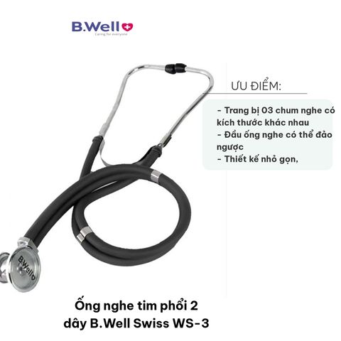 Ống Nghe Tim Phổi 2 Dây B.Well Swiss WS-3 - Thiết Bị Chẩn Đoán Tim Mạch Chất Lượng Cao