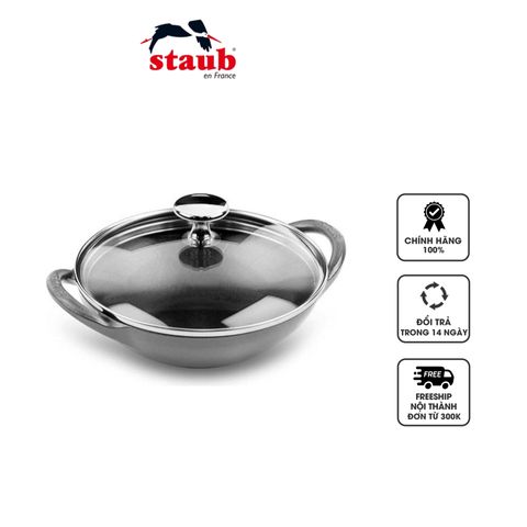 Chảo Gang Staub Baby Wok Mini Đa Năng - Chảo Nấu Cho Bếp Từ, Bếp Ga, Phù Hợp Cho 1 Người, Sử Dụng Chất Liệu Cao Cấp