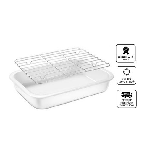 Khay Nướng Kèm Vỉ Để Ráo Dầu Mỡ Wagensteiger Sứ Cao Cấp - Dụng Cụ Nhà Bếp Sang Trọng, Chống Dính, Phù Hợp Nướng Và Chiên Khô