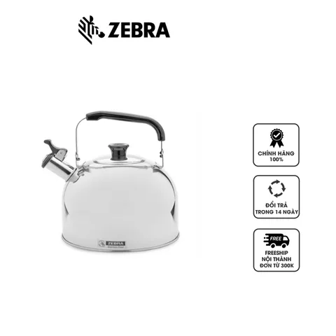 Ấm Đun Nước Inox Zebra 113528 5 Lít - Có Còi Báo Nước Sôi Chống Trào, Inox 304 Bền Bình An Toàn
