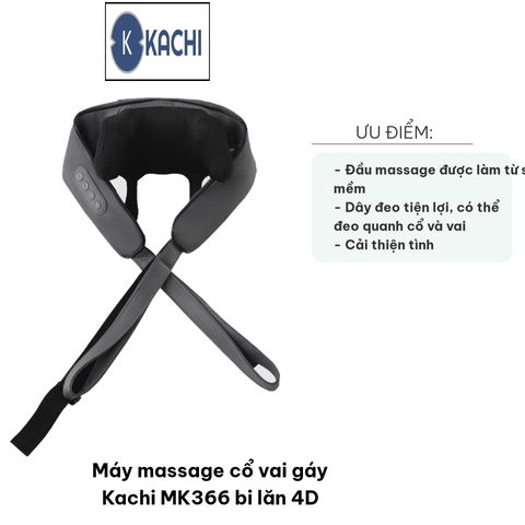 Máy Massage Cổ Vai Gáy Kachi MK366 4D - Thiết Kế Độc Đáo, Đầu Massage Silicon Mềm, Hỗ Trợ Giảm Đau, Tăng Tuần Hoàn Máu