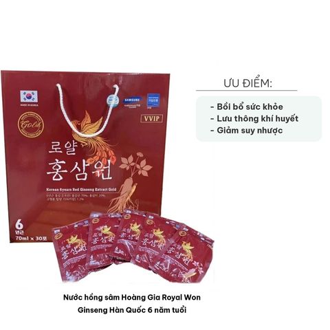 Nước Hồng Sâm Hoàng Gia Royal Won Ginseng Hàn Quốc 6 Năm Tuổi - Bổ Dưỡng, Tăng Cường Miễn Dịch, Dạng Nước Uống Dễ Dùng