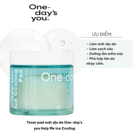 Toner Pad Mát Dịu Da One-day's You Help Me Ice Cooling - Giảm Sưng, Cung Cấp Vitamin, Phù Hợp Với Da Nhạy Cảm, 80 Miếng
