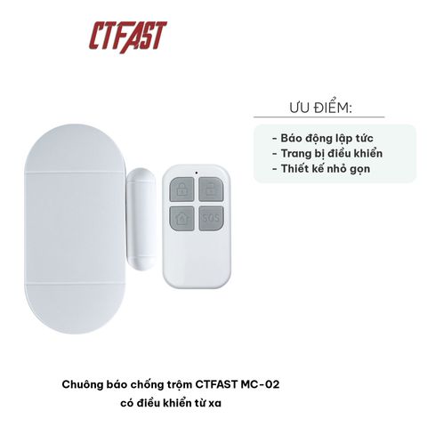Chuông Báo Chống Trộm CTFAST MC-02 Có Điều Khiển Từ Xa - Âm Thanh 130db, Hệ Thống An Ninh Tiện Lợi, Thiết Kế Nhỏ Gọn